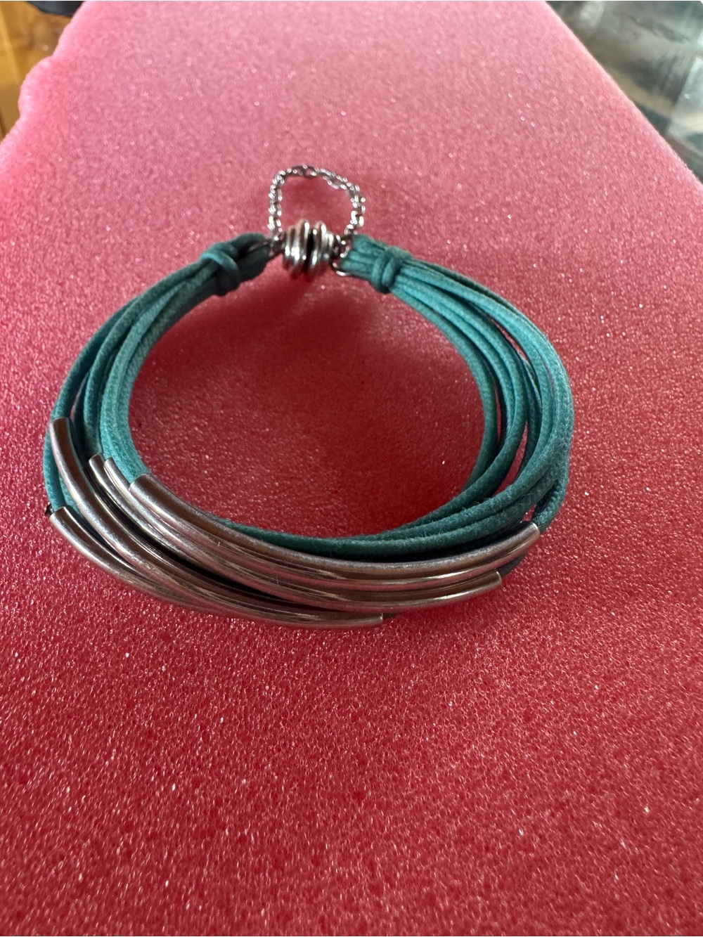 Vintage Artist Made Bracelet cords and Silver Magnetic Clasp Safety Chain!